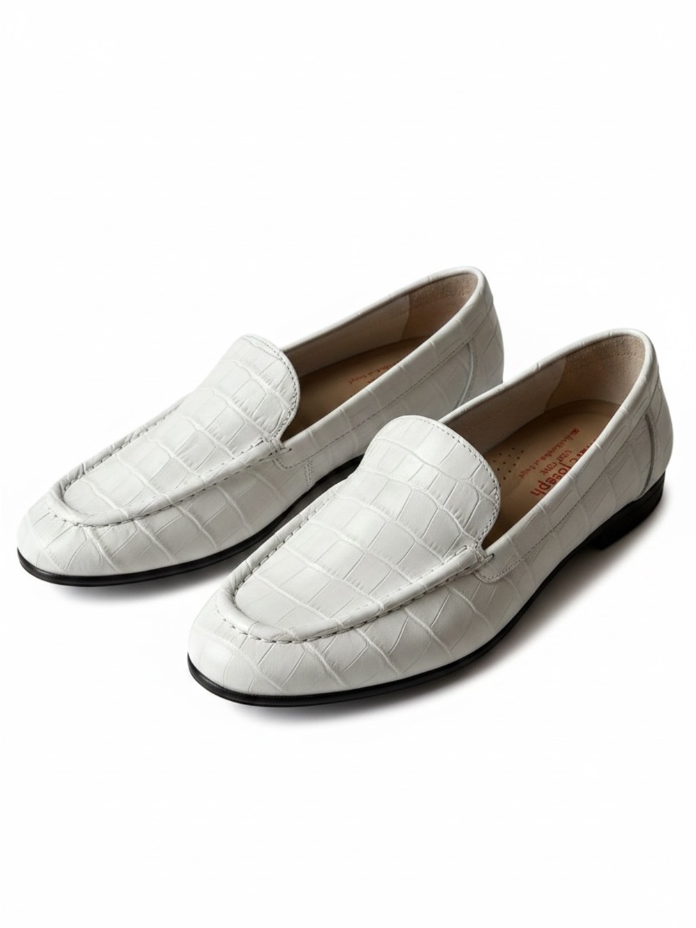 Marc Joseph New York Women's White Croc Embossed Leather Loafers Sz 6 NEW